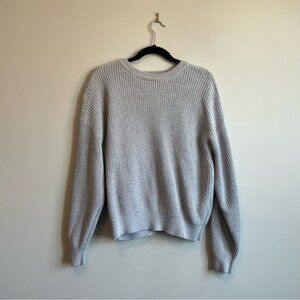 TNA Grey Cable-Knit Crewneck Sweater Ice Grey Size 1 (Small)